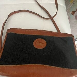 Vintage Black and Brown Leather Dooney and Bourke Shoulder Bag. An original!